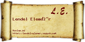 Lendel Elemér névjegykártya
